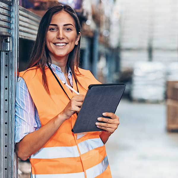 Warehouse manager with digital tablet