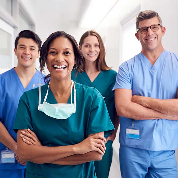 Portrait of laughing medical team